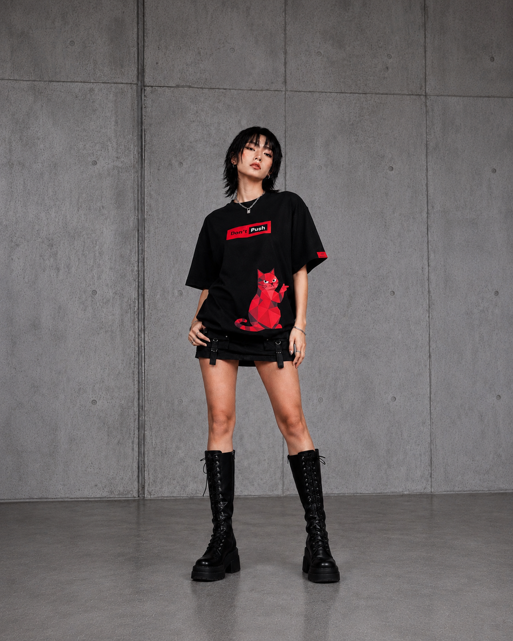Cyber Miao Cat Print TEE