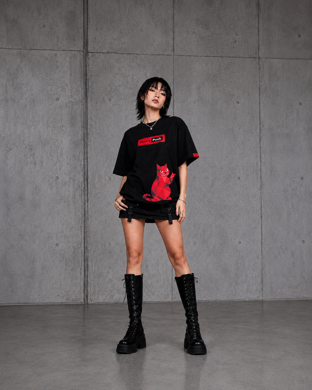 Cyber Miao Cat Print TEE