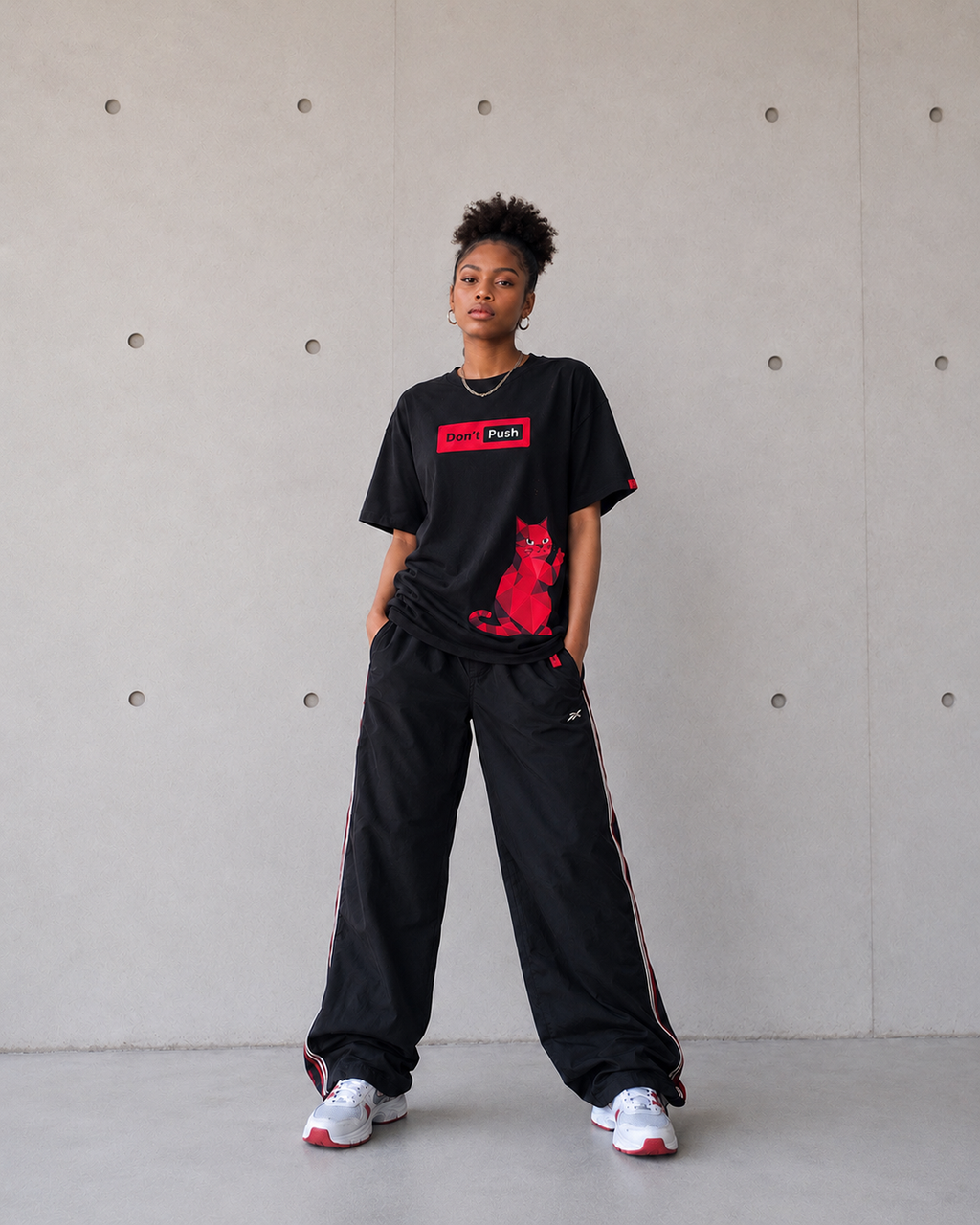 Cyber Miao Cat Print TEE