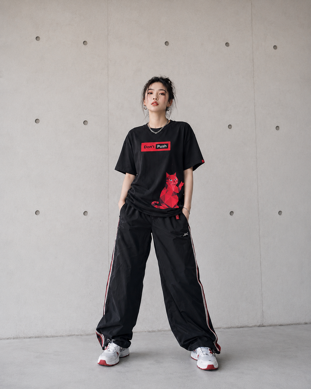 Cyber Miao Cat Print TEE